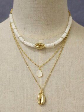 High Quality AVM Gold Cowrie Necklace Multi-Strand 19" -17" - 15" with 2" ext